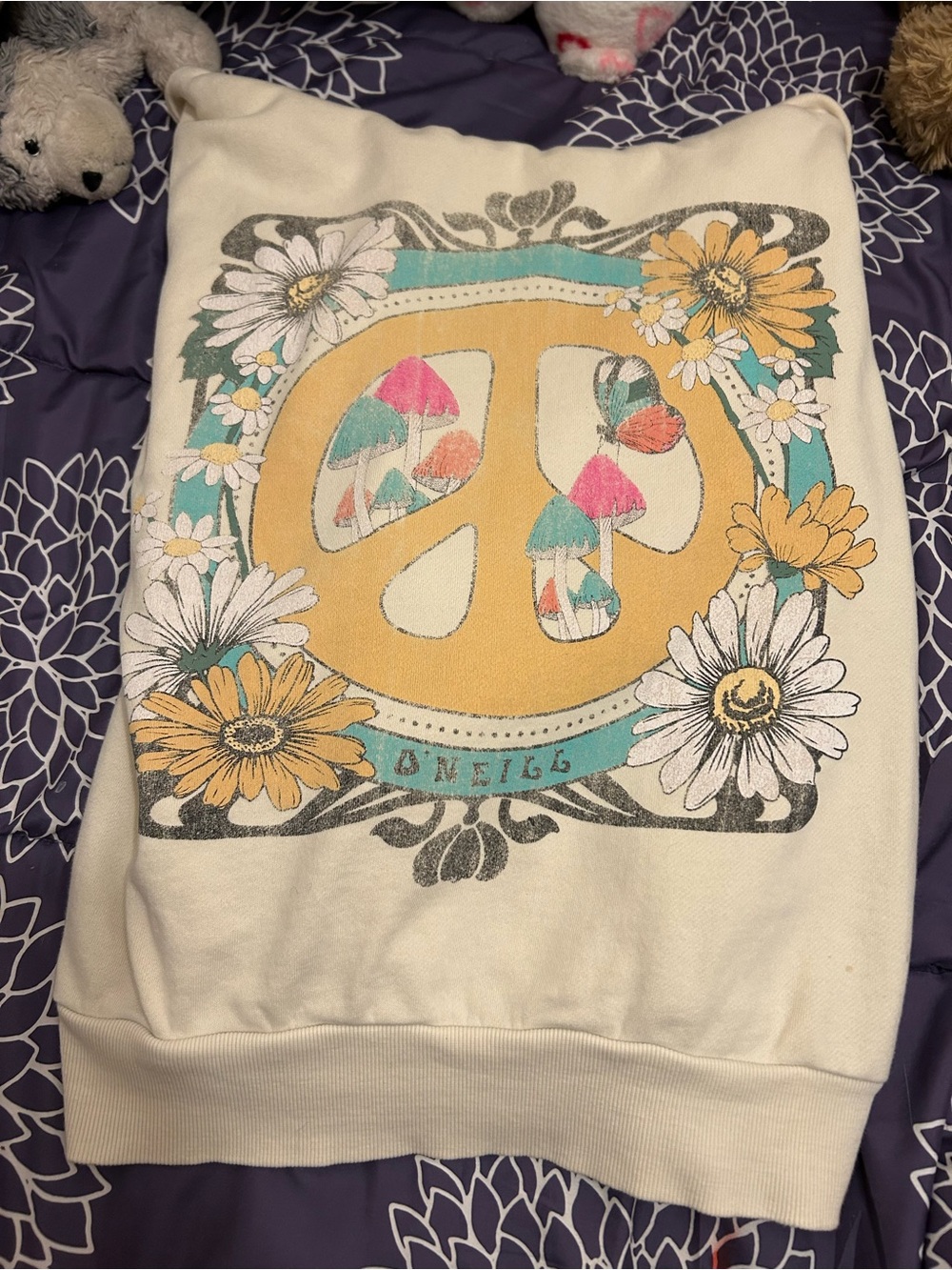 Oneill White Graphic Peace Sign Sweatshirt Jacket